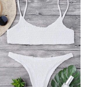 ZAFUL Smocked White Bikini